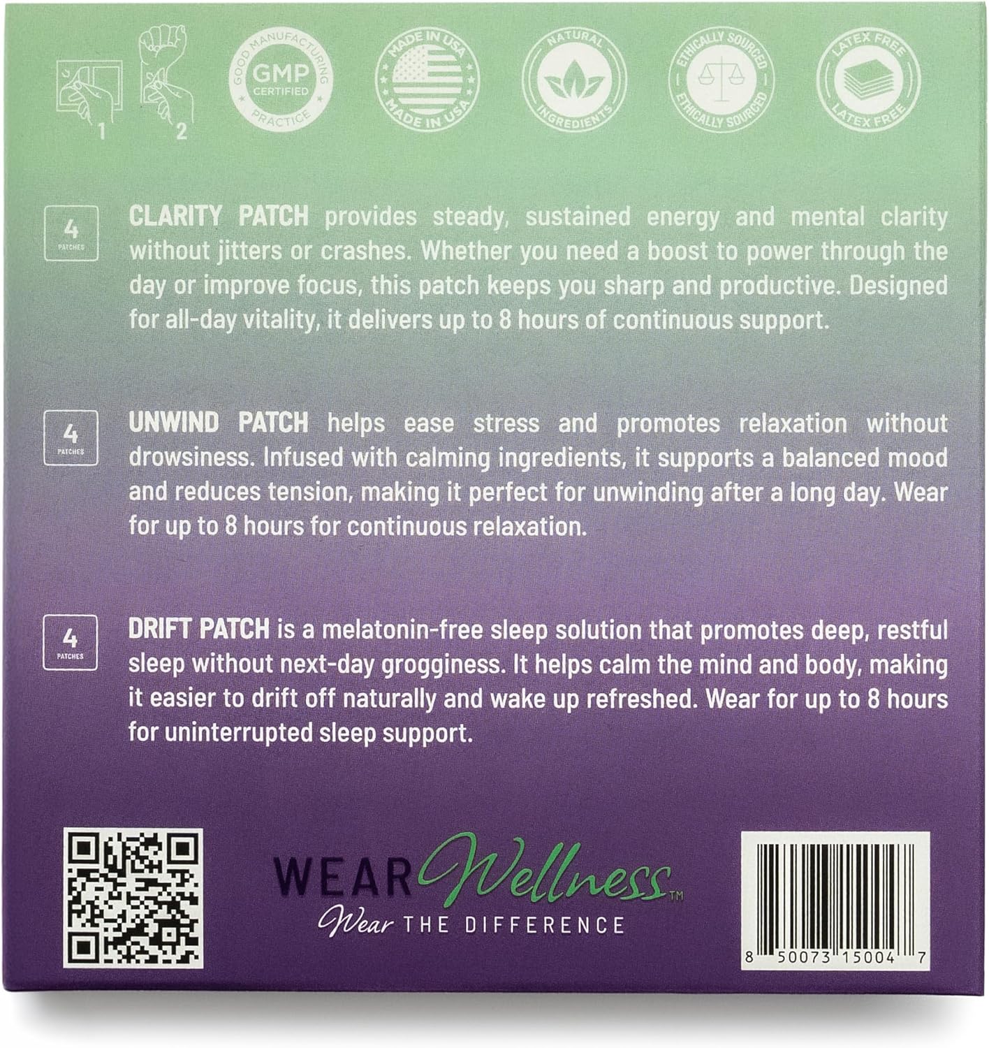 All Day Trio - Unwind, Drift & Clarity Film Patches - Topical Patches for Calm, Focus & Sleep Support - Long-Lasting Effect – 12 Pack