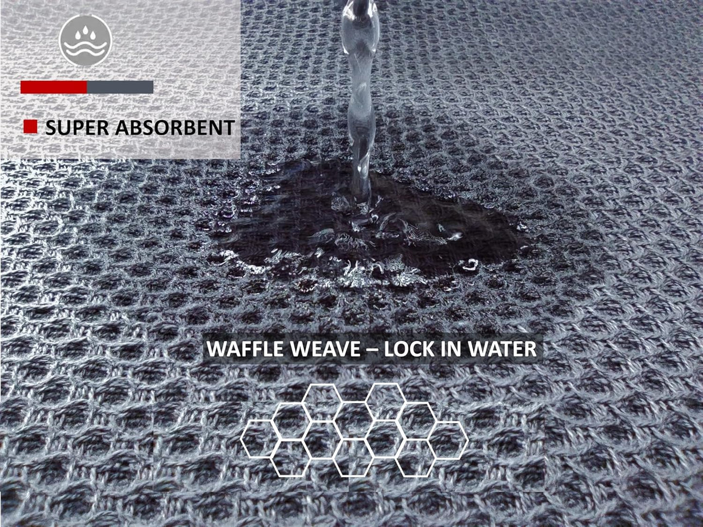 Kitchen Towels 100% Cotton Waffle Weave Dish Towel for Cleaning Drying Dishes Extra Absorbent and Soft, Dish Cloth,13 x 28 Inch(Darkgrey-4 Pack)