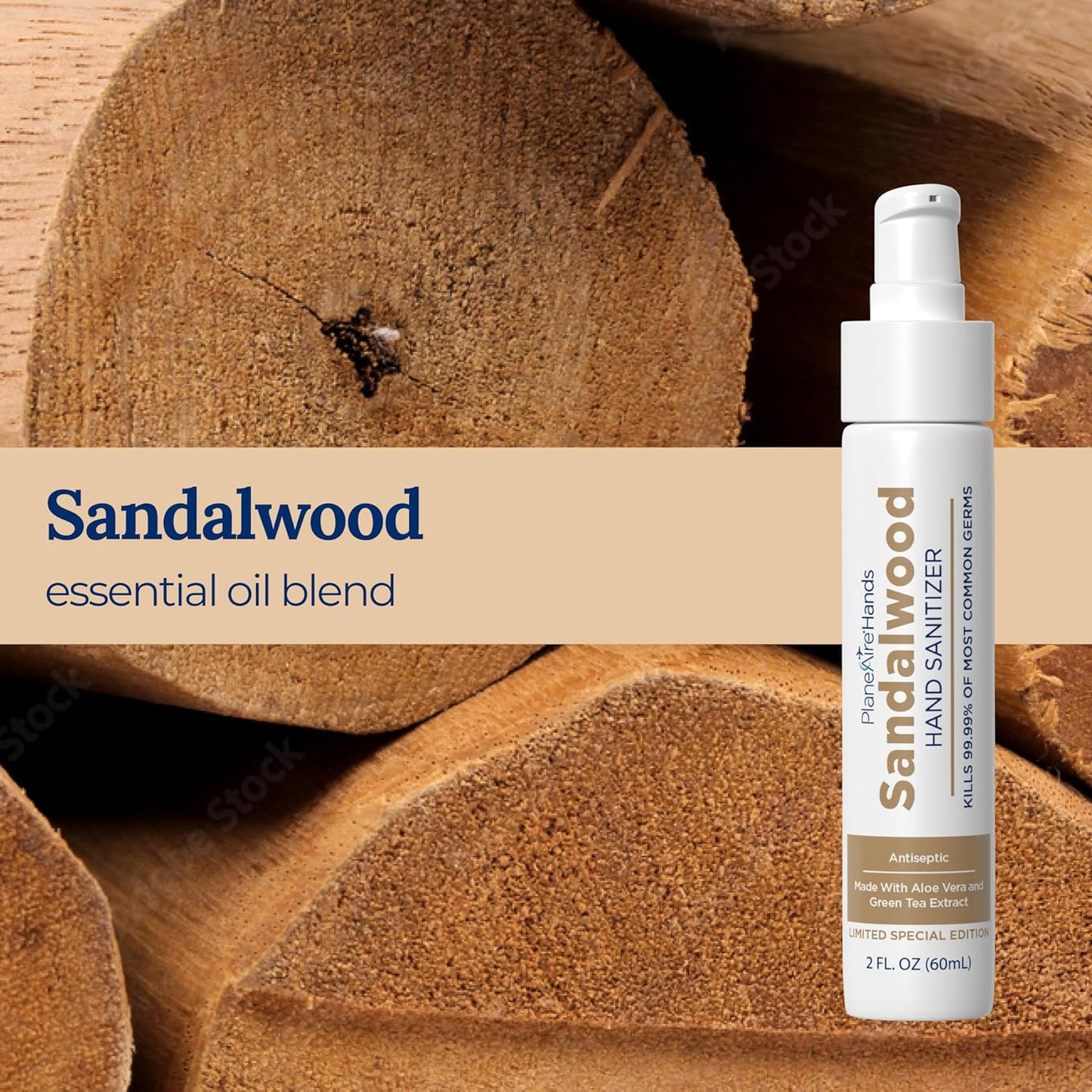 PlaneAire Sandalwood Lotion Hand Sanitizer | Travel Essential | TSA-Approved | Moisturizing Hand Lotion | Plant-Based and Vegan | Made with Essential Oils | Travel Size | 6-Pack