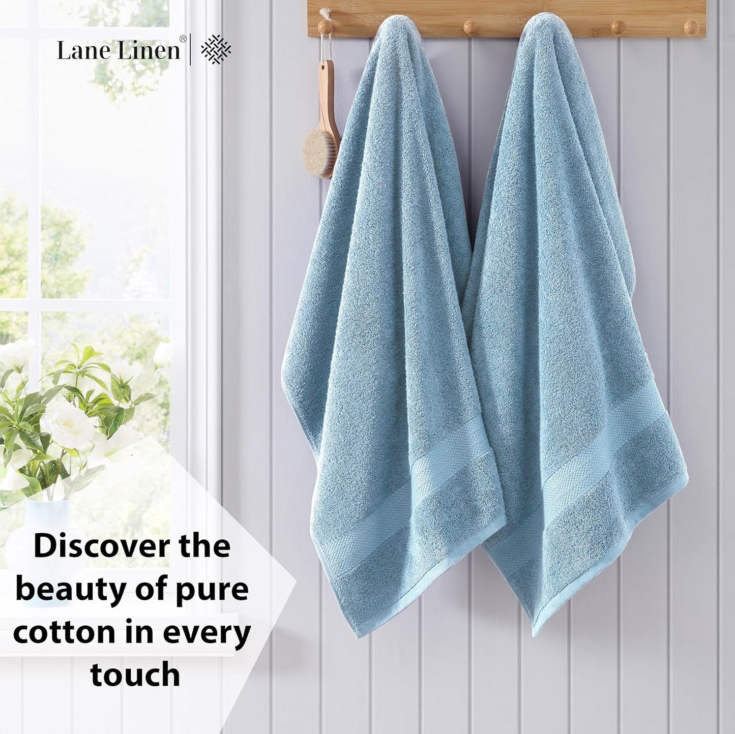 LANE LINEN 100% Cotton 4 Pack Bath Sheets (35"x66") - Ring Spun Cotton Extra Large Bathroom Towels - Quick Dry, Soft & Absorbent Oversized Bath Towels - Machine Wash in Cold Water - Cerulean Blue