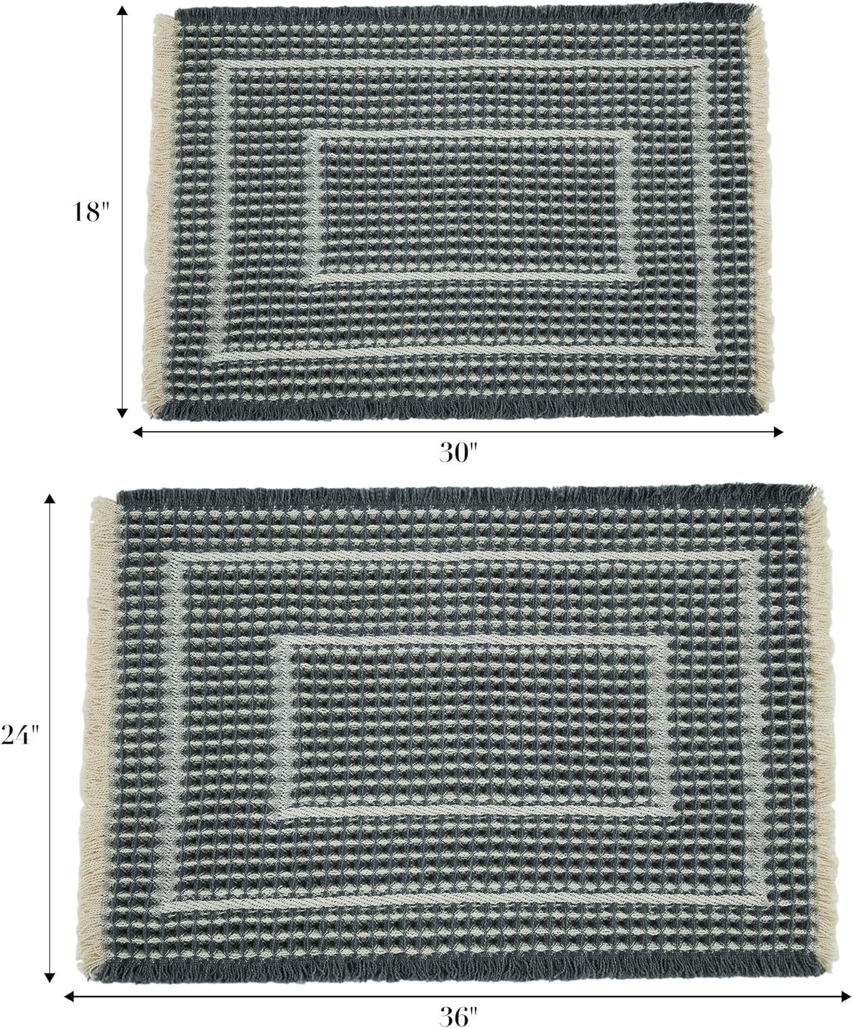 Bathroom Floor Mat,Boho Bathoom Mat,Super Absorbent Bath Rug,Bathroom Rugs Non Slip Washable, Quick Dry Shower Mats, Ultra Soft Bath Mat Towel,Bluish Grey & Yellow,17"*24"