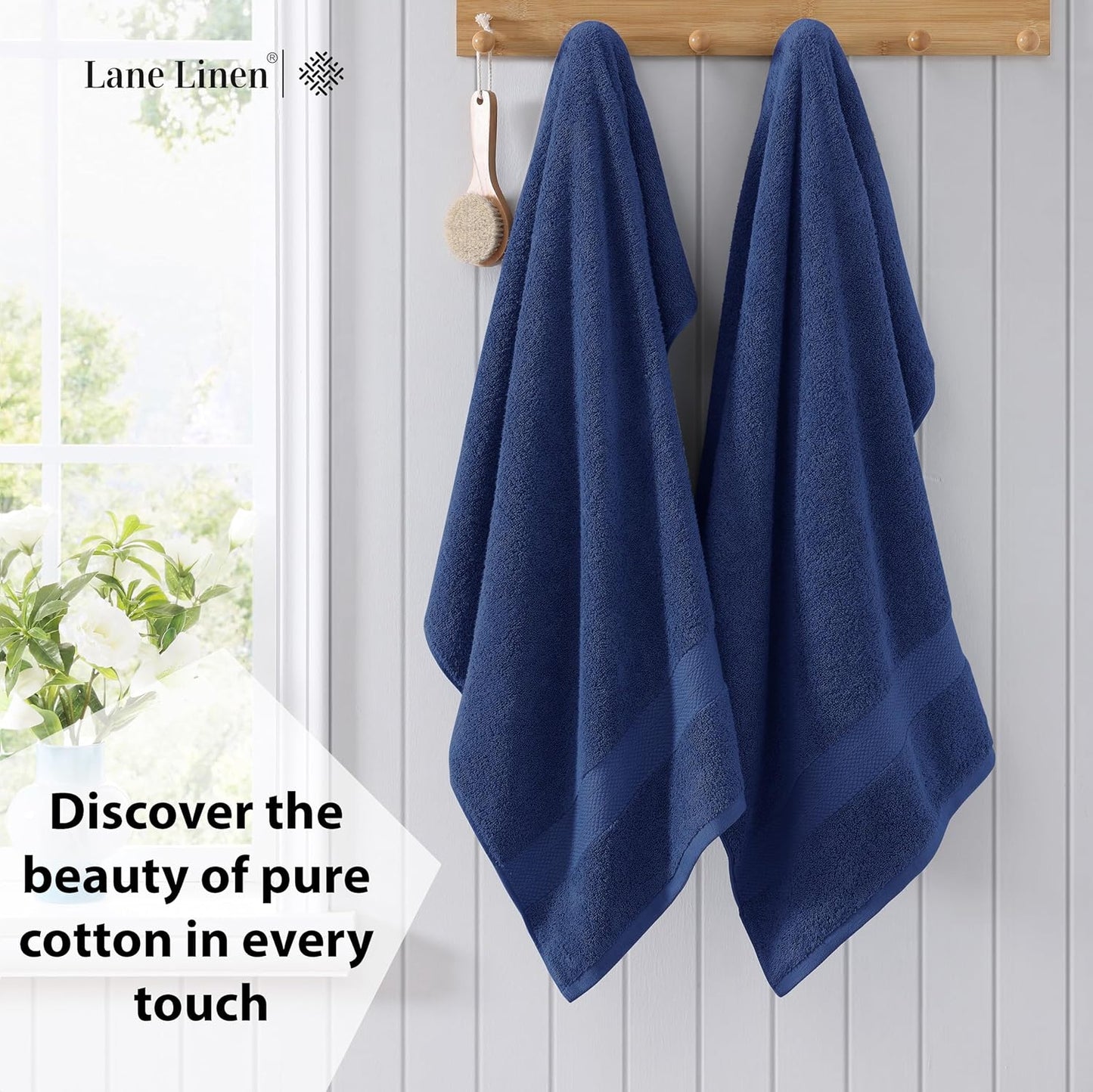 LANE LINEN 100% Cotton 4 Pack Bath Sheets (35"x66") - Ring Spun Cotton Extra Large Bathroom Towels - Quick Dry, Soft & Absorbent Oversized Luxury Bath Towels - Machine Wash in Cold Water - Navy Blue