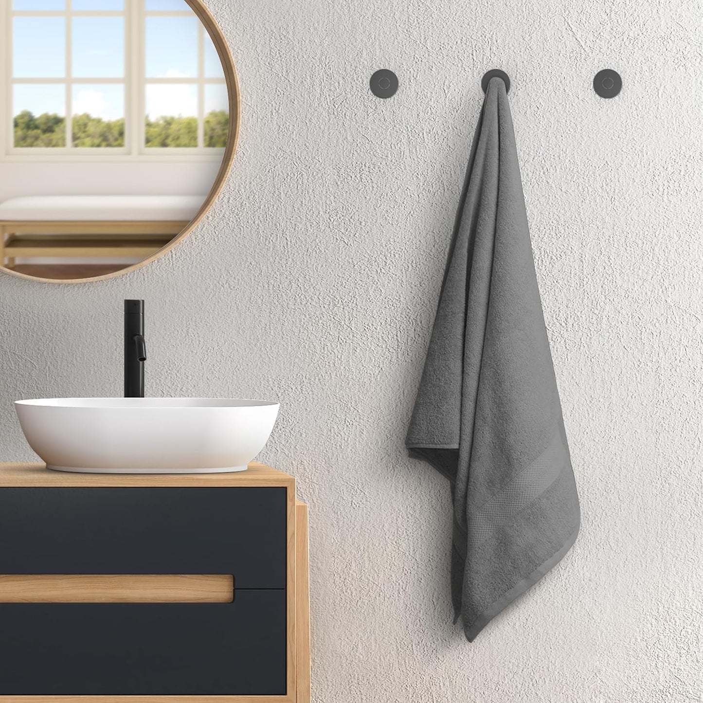 Avalon Towels Grey Bath Towels Set of 4 pcs (27x54 inches), 100% Cotton Towel Absorbent and Quick Dry Grey Towels for Bathroom, Super Soft and Perfect for Daily Use