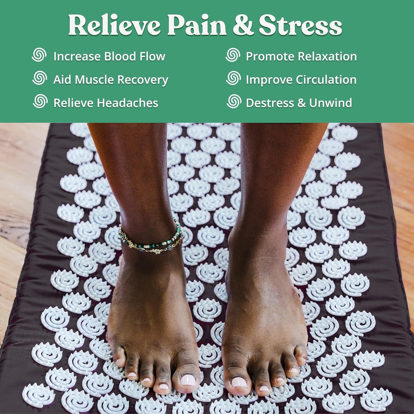 Spirol Acupressure Mat and Pillow Set for Back, Neck and Shoulder Pain Relief, with Flexible Acupressure Spikes, Includes Carry Bag (Onyx)