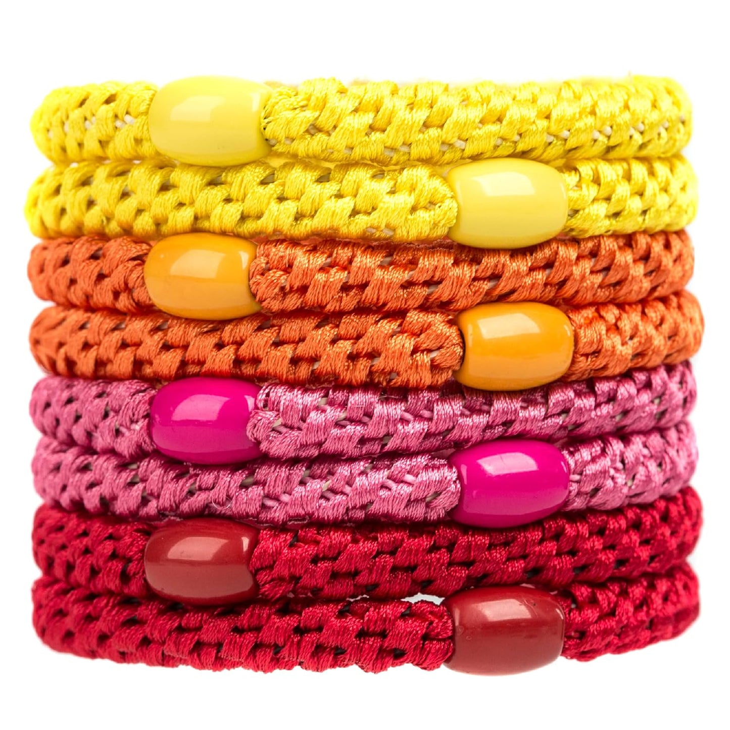 AXEN 8PCS Elastic Hair Tie for Women Girls, Cotton Bands Soft Woven Ponytail Holders for Thick Hair and Curly Hair, Warm Colors