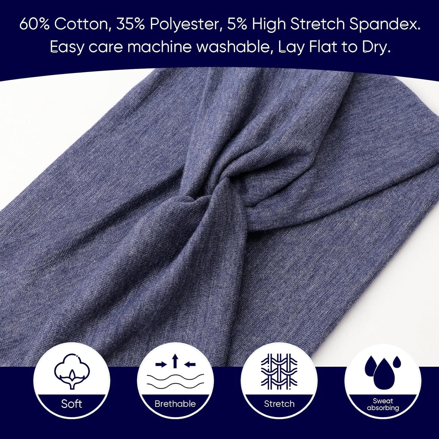 Extra Wide Headbands for Women Large Turban Headband Non Slip Boho Elastic Hairband Hair Twisted Knot Head Bands Accessories