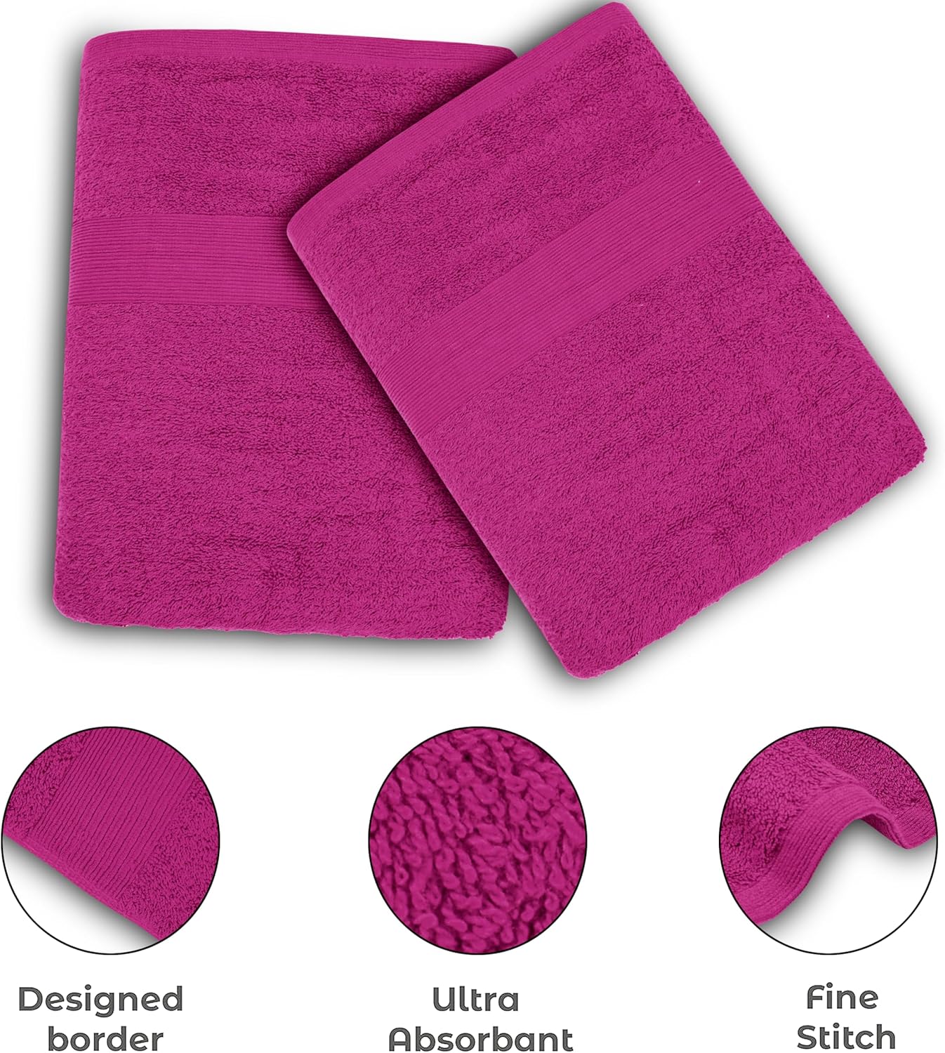 Softolle Luxury Bath Towels Set of 4 (27” x 54”) | Towels for Bathroom | Super Soft | Highly Absorbent Towels for Home, Spa, Gym (Dark Pink)