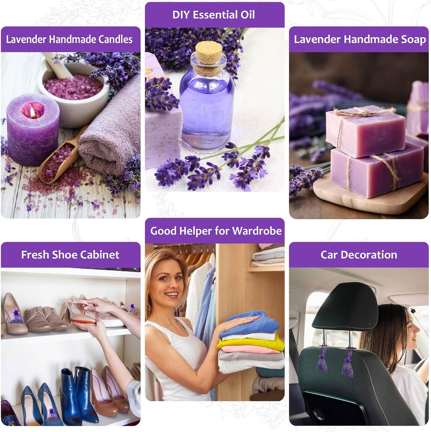 Bag of 12 Sachets Dried Lavender Flower Lavender Sachets for Drawers and Closets, LV-B-1