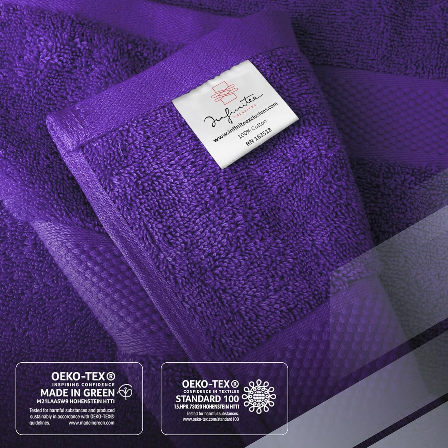 Infinitee Xclusives Luxury 100% Ring-Spun Cotton Bath Towels Set of 4 (27x54 inches) – Soft, Absorbent & Quick-Drying Towels for Bathroom, Gym, Spa & Hotel Use (Profound Purple, Bath Towels)