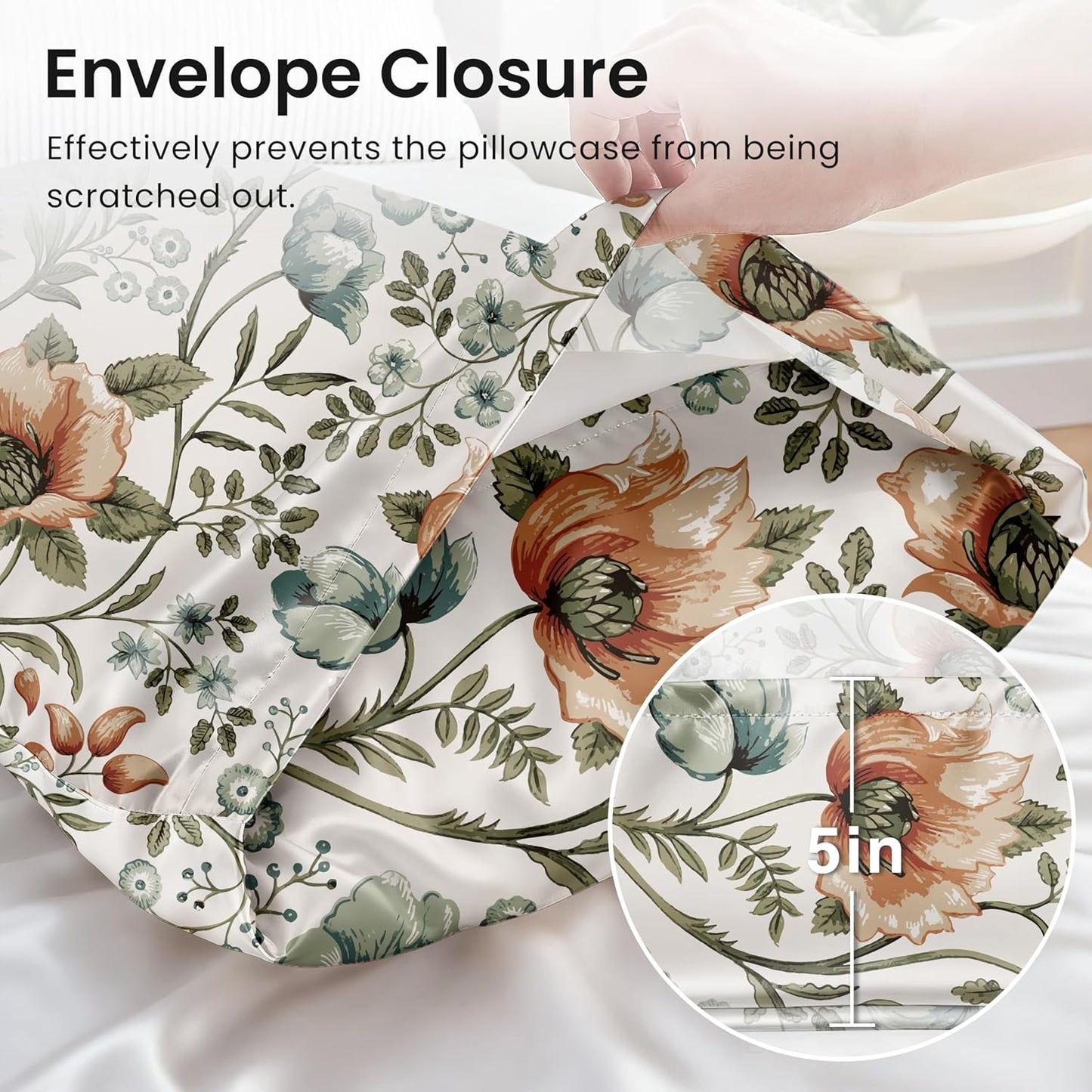 EXQ Home Satin Pillowcase for Hair and Skin Queen - Printed Summer Flowers Silk Pillow Cases 2 Pack 20x30 inches - Satin Pillow Cases Set of 2 with Envelope Closure, Gifts for Women Men