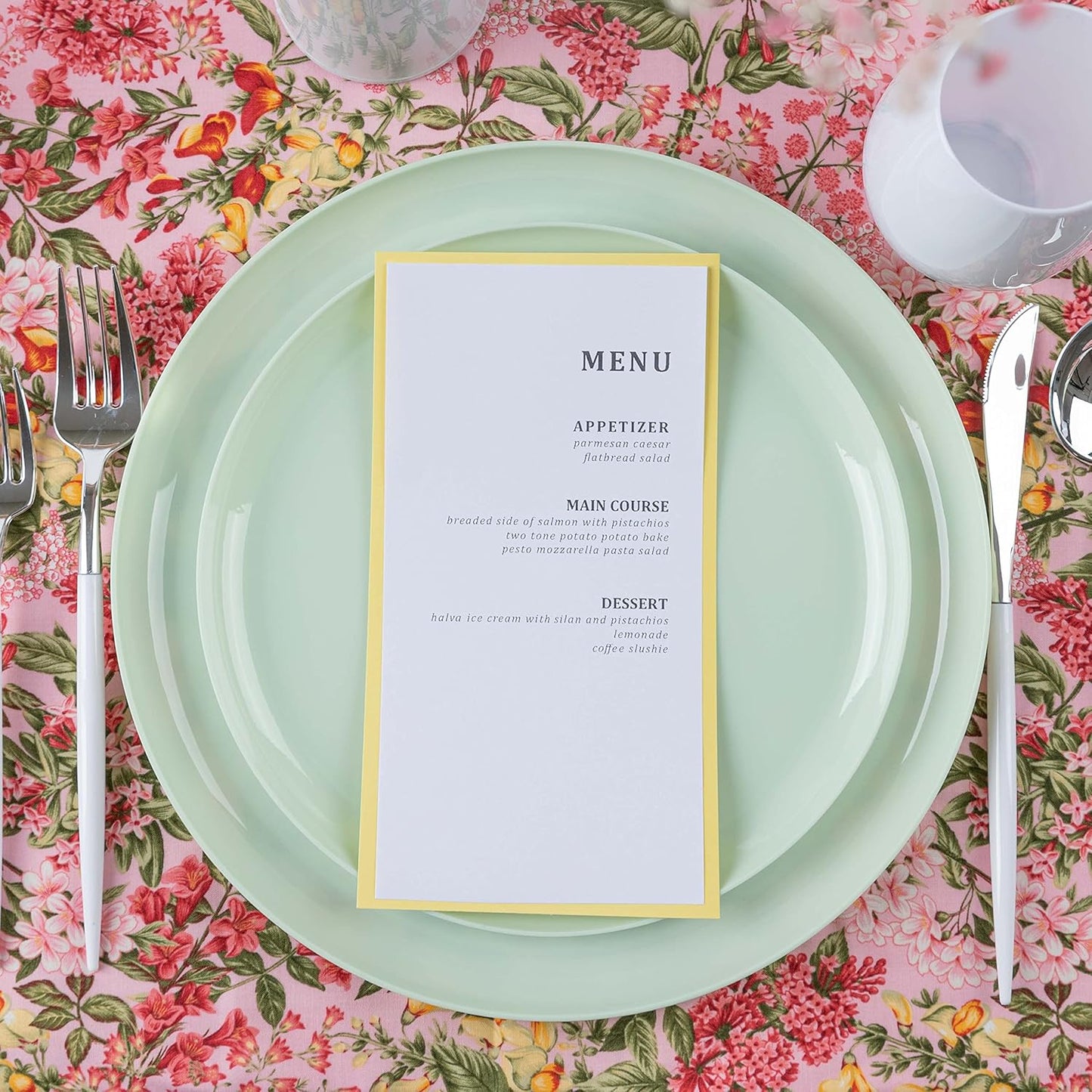 PLASTICPRO [30 Pack 6.3''] Mint Green Plastic Party Plates Edge Collection Premium heavyweight Elegant Disposable Tableware Dishes