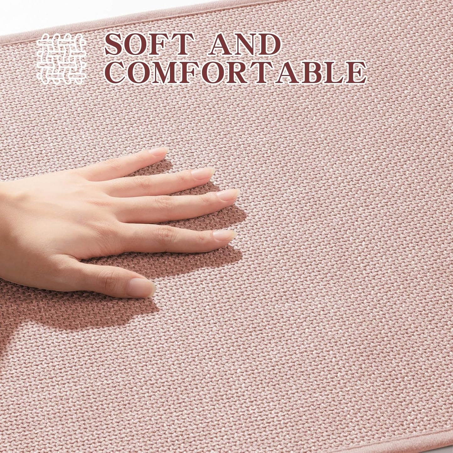 chakme Bathroom Rugs Mat 47x25, Ultra Thin Non Slip Bath Mat Large Quick Dry Absorbent Bath Mat for Bathroom Floor, (Pink, 47"x25")