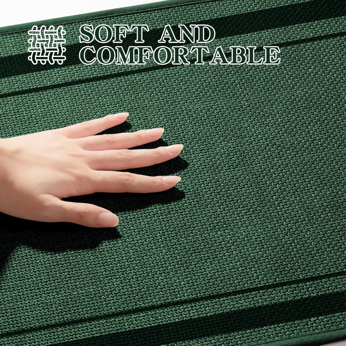 chakme Bathroom Rugs Mat 47x24, Ultra Thin Non Slip Bath Mat Large Quick Dry Absorbent Bath Mat for Bathroom Floor, (Dark Green, 47"x24")