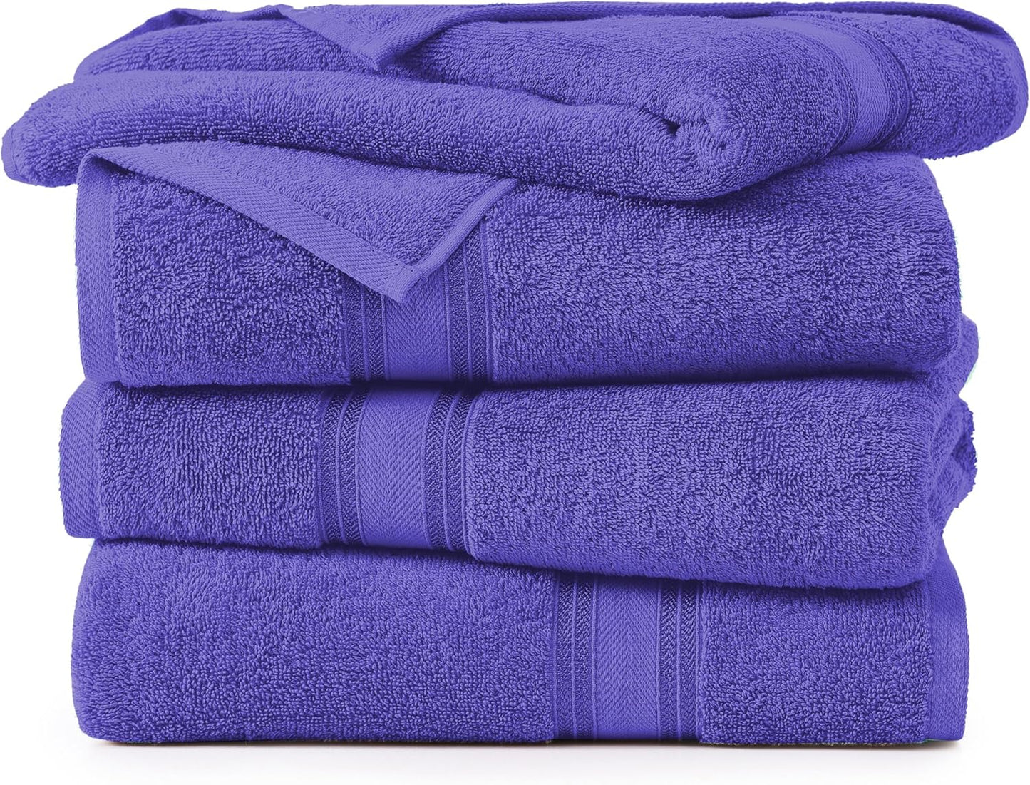 LANE LINEN 100% Cotton 4 Pack Bath Towels Set (28"x54") - Zero Twist, Large Cotton Towels for Bathroom - Quick Dry, Soft & Absorbent Bath Towel Set - Remains Fluffy After Multiple Washes - Blue Irish