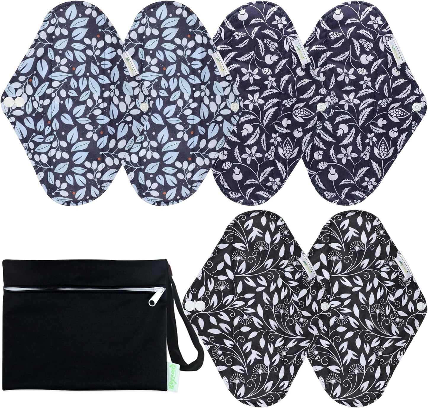 Wegreeco Reusable Cloth Sanitary Pads - Light Incontinence Pads - 1 Mini Wet Bag (Small, Leaves 02)