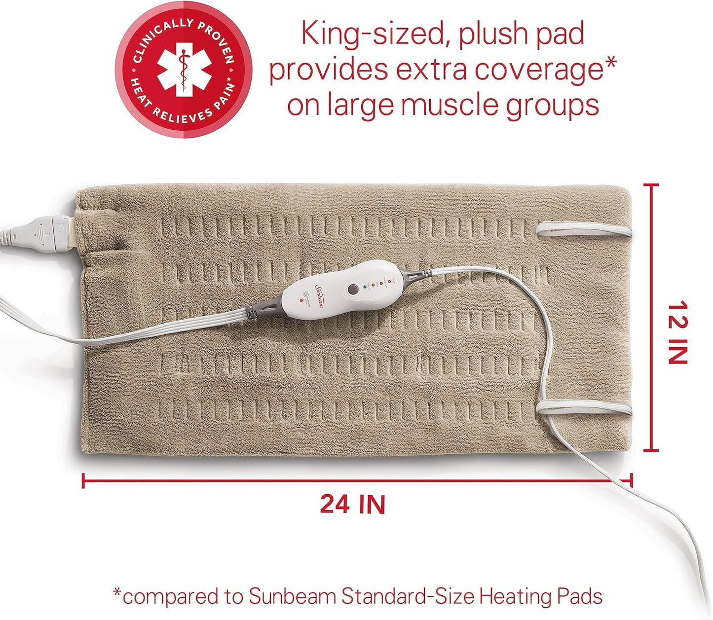 Sunbeam Premium Sunbeam Heating Pad with Compact Storage King Size Beige