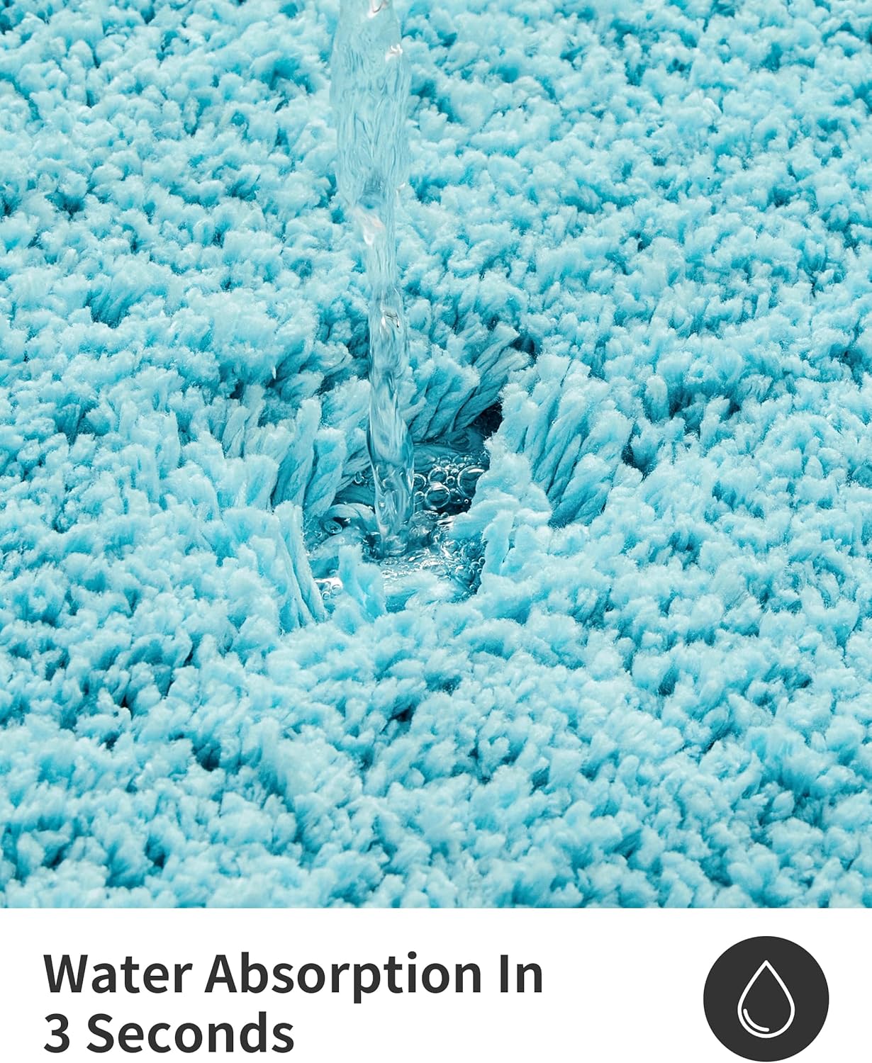 ILANGO Teal Bathroom Rugs 32" × 20" Non Slip & Super Absorbent Extra Thick Soft, Washable Bath Mat for Floor, Microfiber Plush Shaggy Bath Rug with Rubber for Bathtub Shower Room Sink