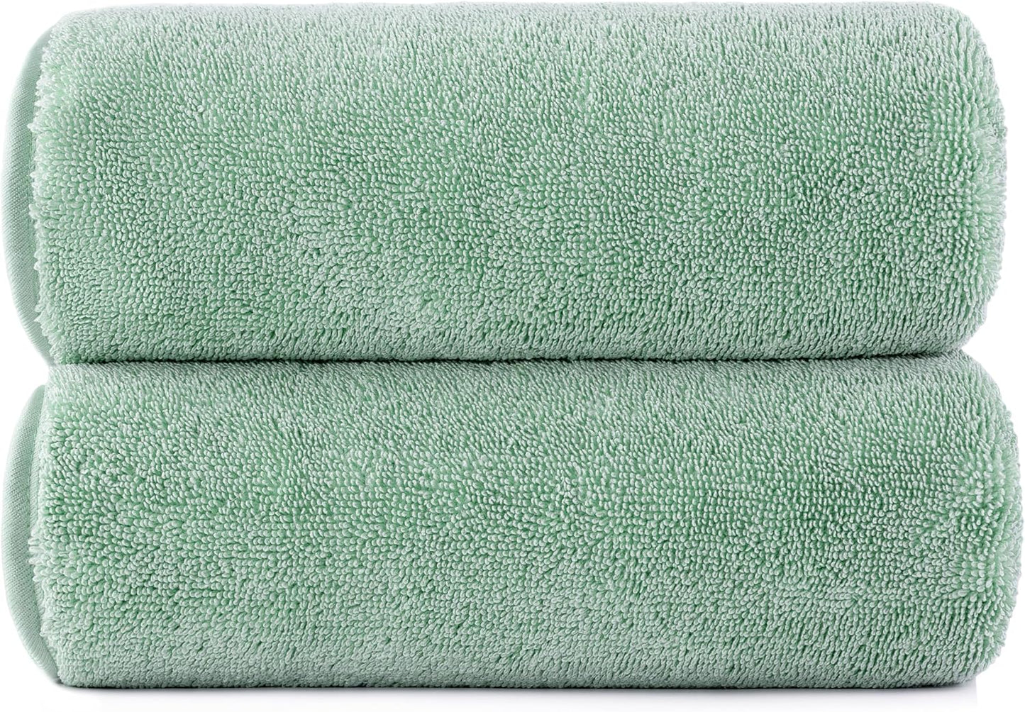 POLYTE Ring Spun Microfiber Oversize Quick Dry Lint Free Bath Towel, 60 x 30 in, Pack of 2 (Green)