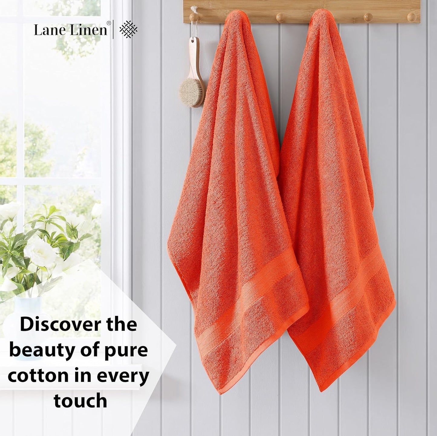 LANE LINEN 100% Cotton 4 Pack Bath Sheets Set (35"x66") - Ring Spun Cotton Extra Large Bath Towels Set - Quick Dry, Soft & Absorbent Oversized Towel Sets - Holds Well After Washing - Tiger Lily