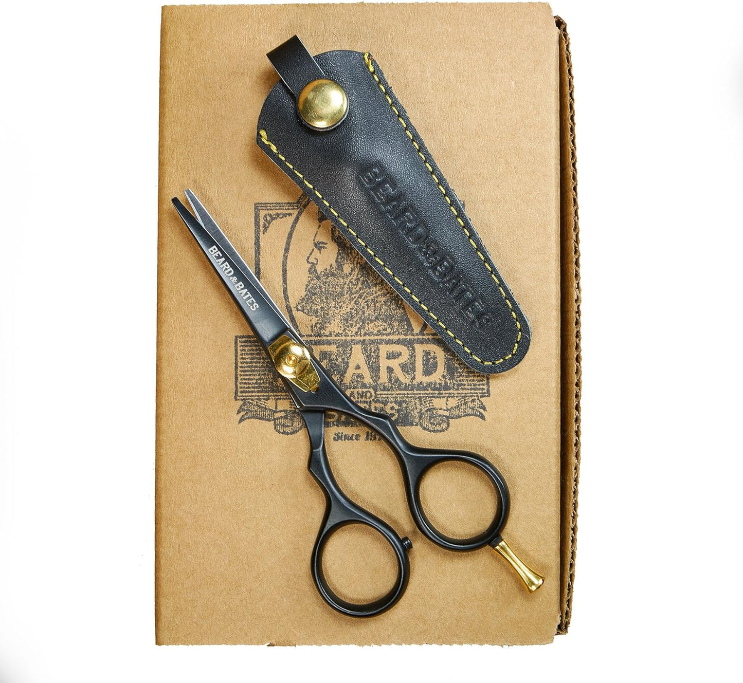 BEARD & BATES 1878 Black Label Shears | Premium Grooming Scissors with Holster for Beards and Mustaches