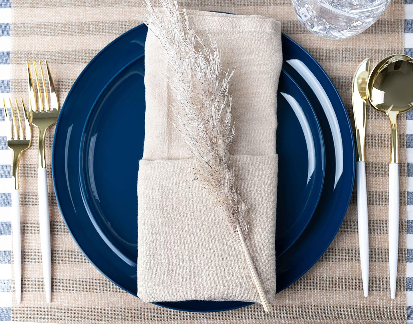 PLASTICPRO [30 Pack 6.3''] Dark Blue Plastic Party Plates Edge Collection Premium heavyweight Elegant Disposable Tableware Dishes