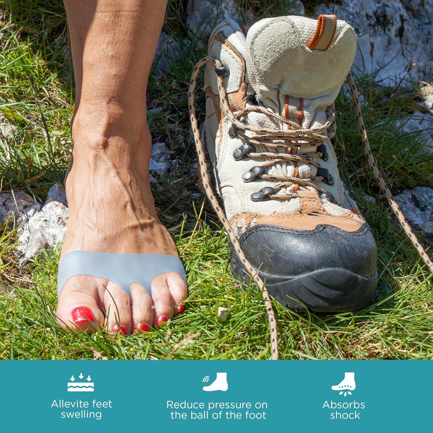 Homergy Metatarsal Foot Pads - Soft Gel Ball of Foot Cushions for Pain Relief, Ultra-Thin Sleeve Design, Stays in Place, Breathable & Reusable - Fits Heels, Flats, Sneakers (4 Pads / 2 Pairs)