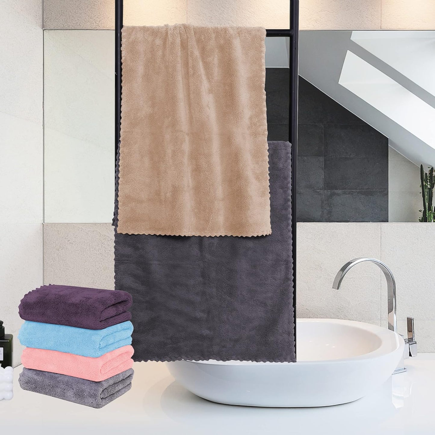 MOONQUEEN 18 Pack Premium Hand Towels - Quick Drying - Microfiber Coral Velvet Highly Absorbent Towels - Multipurpose Use as Hotel, Bathroom, Shower, Spa, Hand Towel 16 x 28 inches (Multicolor)