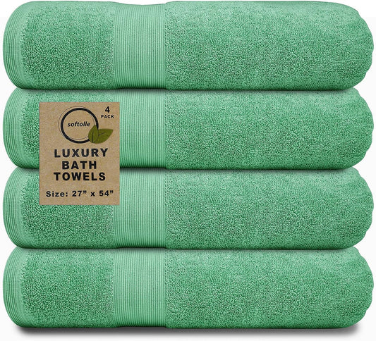 Softolle Luxury Bath Towels Set of 4 (27” x 54”) | Towels for Bathroom | Super Soft | Highly Absorbent Towels for Home, Spa, Gym (Sea Green)
