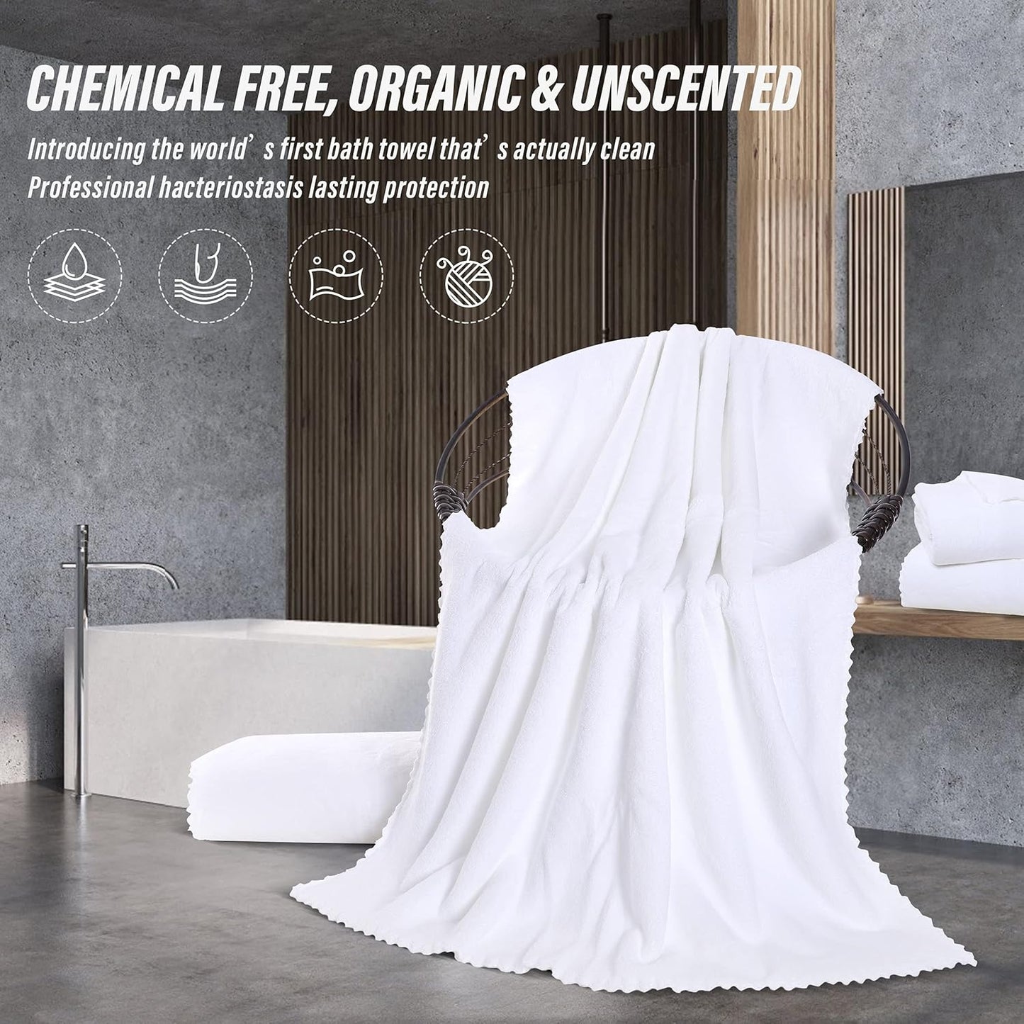 MOONQUEEN 6 Pack Premium Bath Towel Set - Quick Drying - Microfiber Coral Velvet Highly Absorbent Towels - Multipurpose Use as Bath Fitness, Bathroom, Shower, Sports, Yoga Towel (White)