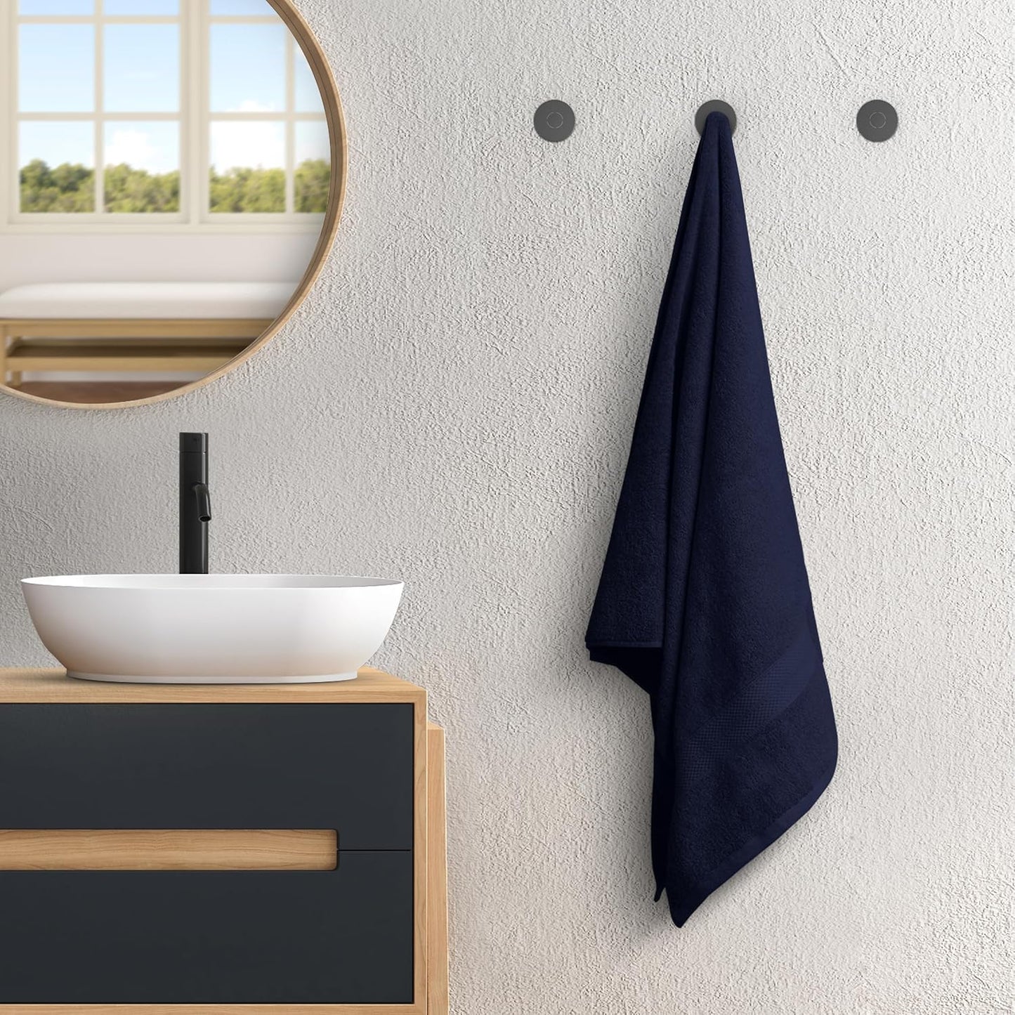 Avalon Towels Navy Blue Bath Towels Set of 4 pcs (27x54 inches), 100% Cotton Towel Absorbent and Quick Dry Navy Towel for Bathroom, Super Soft and Perfect for Daily Use