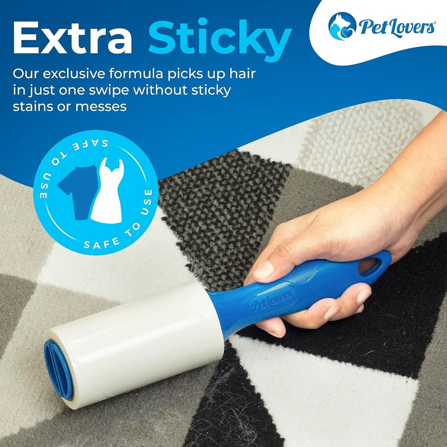 PetLovers Extra Sticky Lint Roller Mega Value Set 720 Sheets for Pet Hair Removal and Clothes, Dog and Cat Lint Remover, 8 Pack