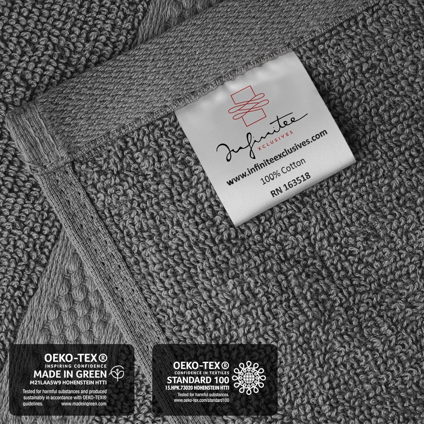 Infinitee Xclusives Dark Grey Hand Towels for Bathroom - Set of 6 (16x28 inches) 600 GSM, 100% Cotton Ultra Soft, Quick Drying, Hotel Quality Hand Towel Set (Shadow Grey)