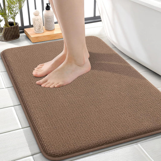OLANLY Thick Memory Foam Bath Mat Rug 24x16, Extra Soft Absorbent Bathroom Rug, Quick Dry Bath Mats, Non-Slip, Machine Washable Carpet for Bathroom, Tub and Shower, Home Decor Accessories, Mocha
