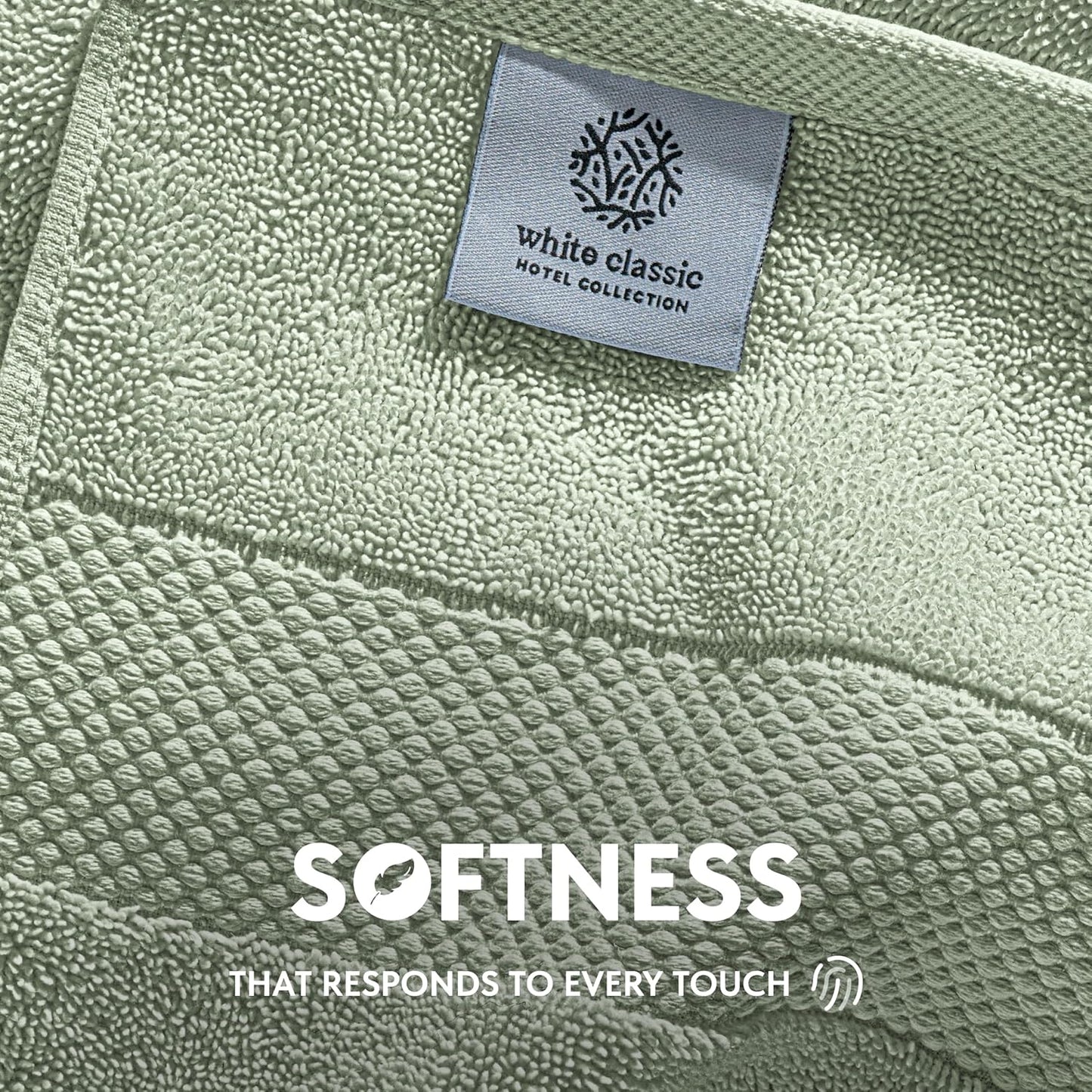 White Classic Luxury Light Green Hand Towels - Soft 100% Turkish Cotton | Highly Absorbent Hotel spa Bathroom Towel Collection | 16x30 Inch | Set of 6