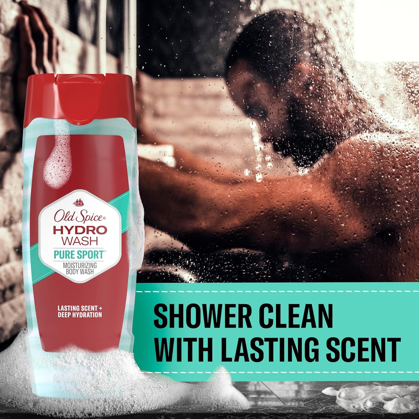 Old Spice Moisturizing Body Wash for Men, Hydro Wash, 2-in-1 Long Lasting Scent & Deep Hydration, 24/7 Shower Fresh, Pure Sport Scent, 16 oz (Pack of 4)