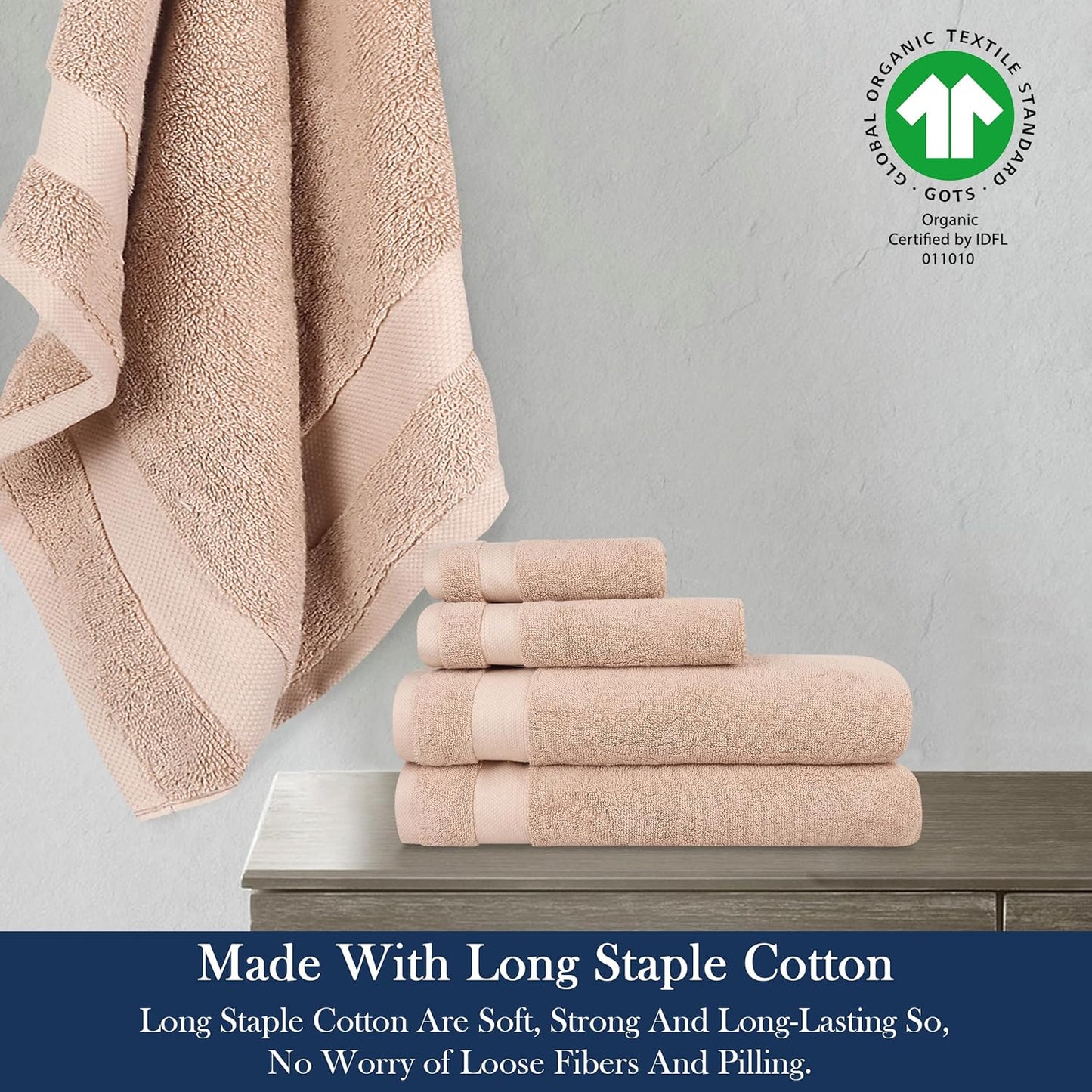 Delara Organic Cotton Luxuriously Plush Bath Towel 20 Piece Set|GOTS & Oeko-TEX Certified|Premium Hotel Quality Towels|Feather Touch Technology|650 GSM Long Staple|Soft, Quick Dry & Ultra-Absorbent