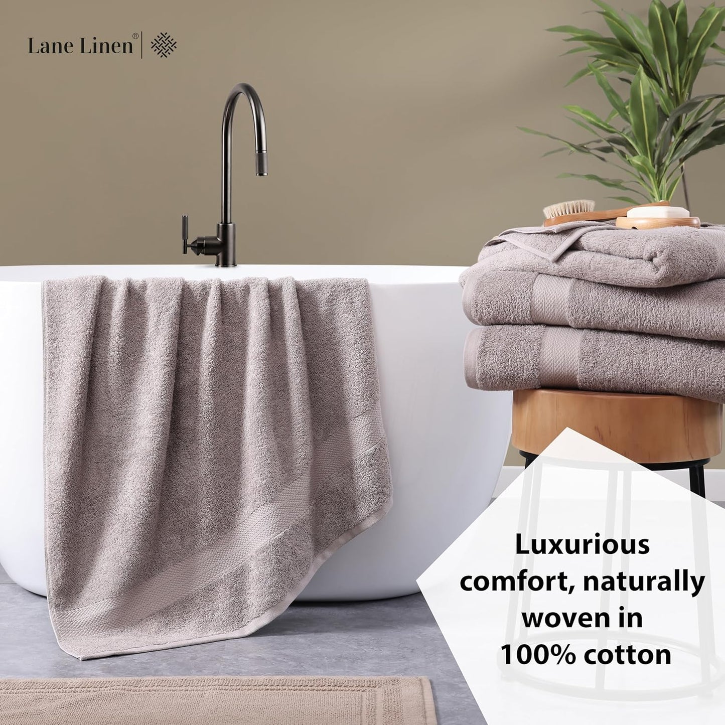 LANE LINEN 100% Cotton 2 Pack Bath Sheets (35"x66") - Ring Spun, Extra Large Cotton Bath Towels Set - Quick Dry, Soft & Absorbent Oversized Towel Set - Remains Soft After Multiple Washes - Platinum