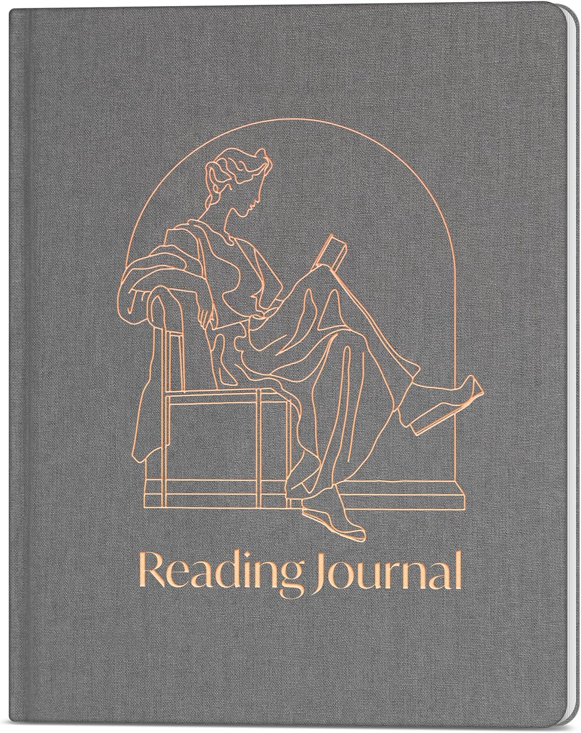 Skyline Reading Journal – Book Review Log & Tracker for Reading Tracking – Accessories & Gift for Book Lover, 7.6x9.2” (Space Gray Gold Foil)