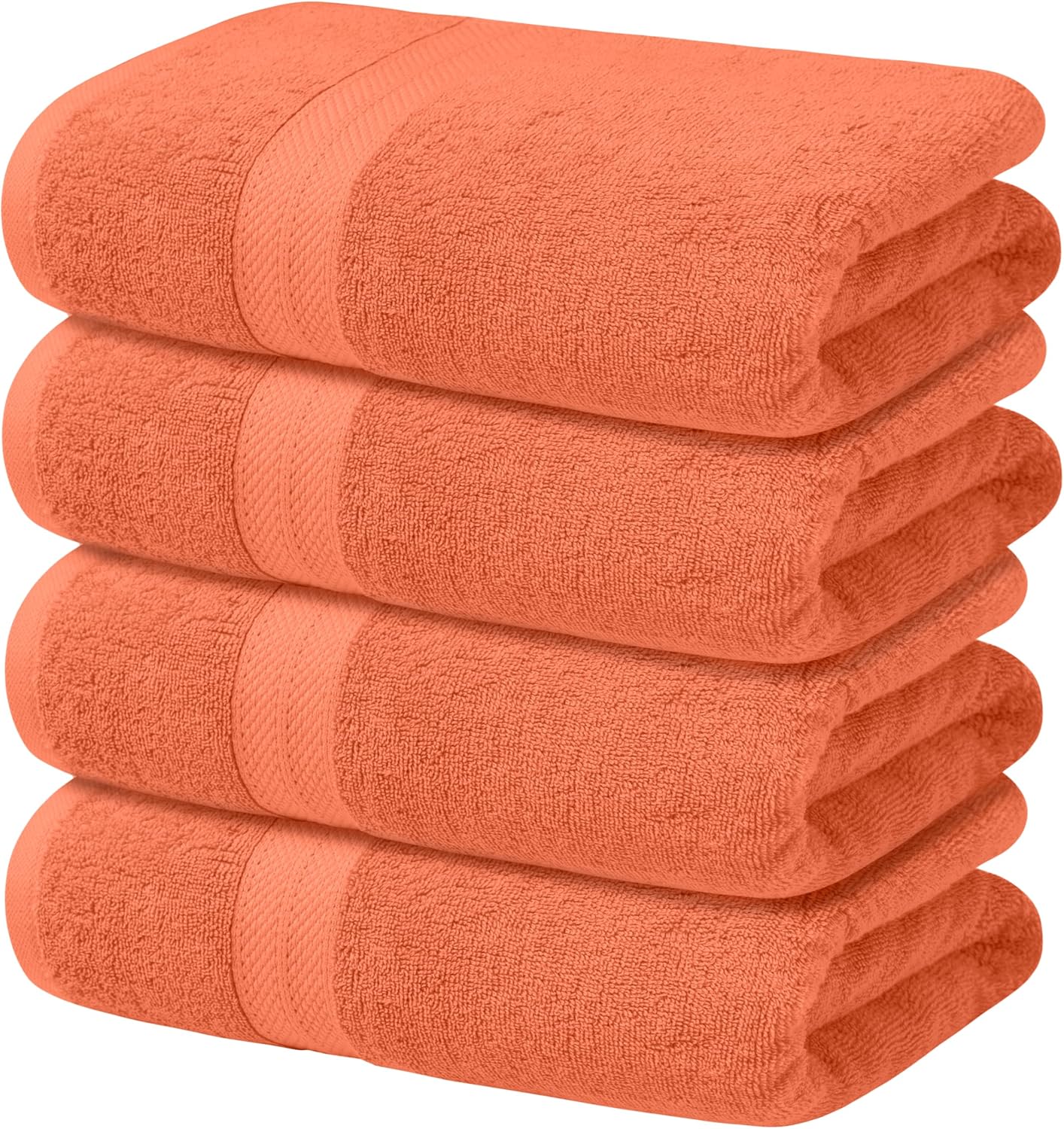 Avalon Towels Orange Bath Towels Set of 4 pcs (27x54 inches), 100% Cotton Towel Absorbent and Quick Dry Orange Towel for Bathroom, Super Soft and Perfect for Daily Use