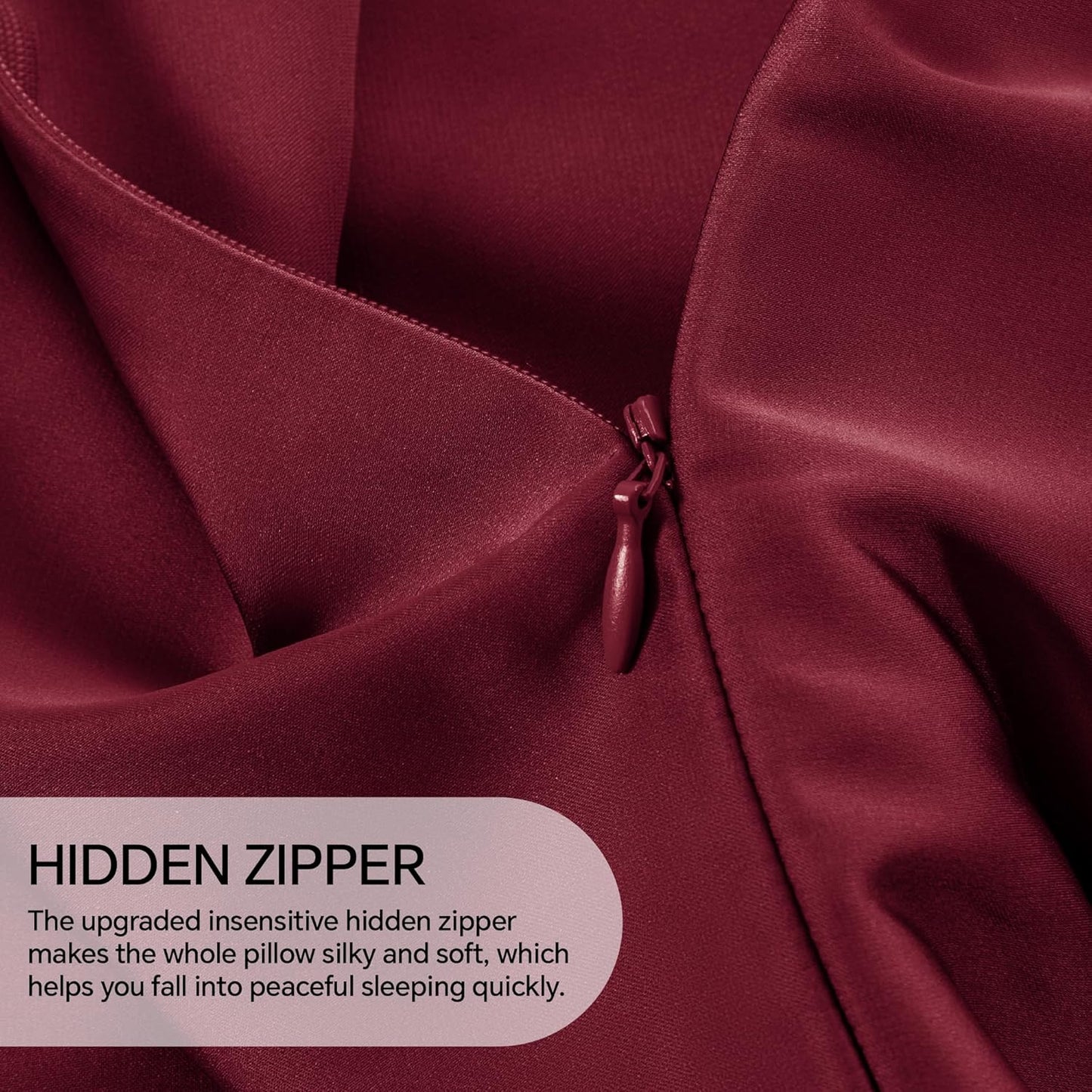 INFIIXSO Mulberry Silk Pillow Cases King Size Set of 2, Silk Pillowcase with Hidden Zipper 20"x36", Extraordinary Smooth and Soft Pillow Case for Hair and Skin(Burgundy, 2 Pack)