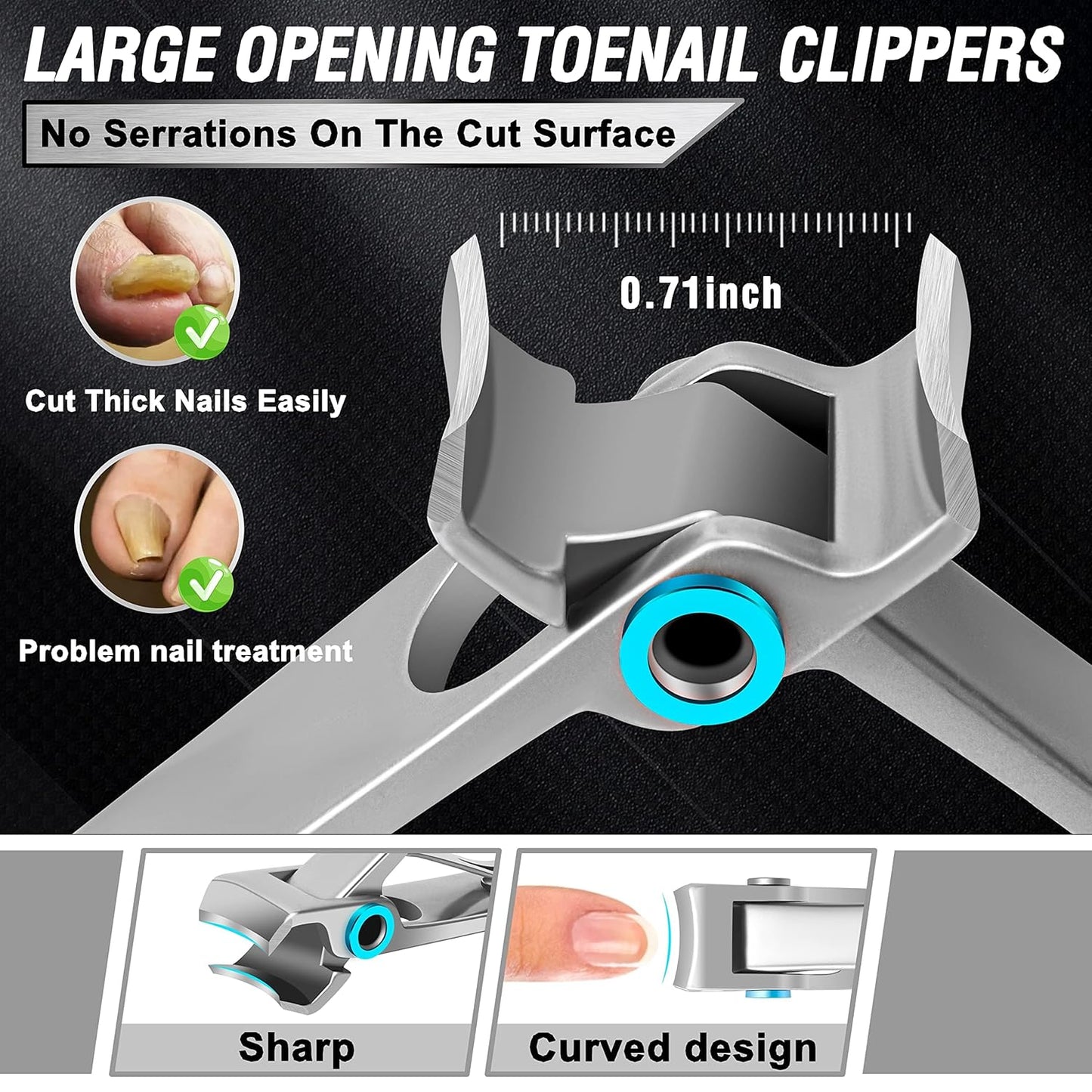 Podiatrist Toenail Clippers for Seniors Thick Toenails, Professional Pedicure Tools Kit, Toe Nail Clippers Adult Thick Nails Long Handle, Ingrown Toenail Tool Removal Kit for Seniors, Men, Pedicure