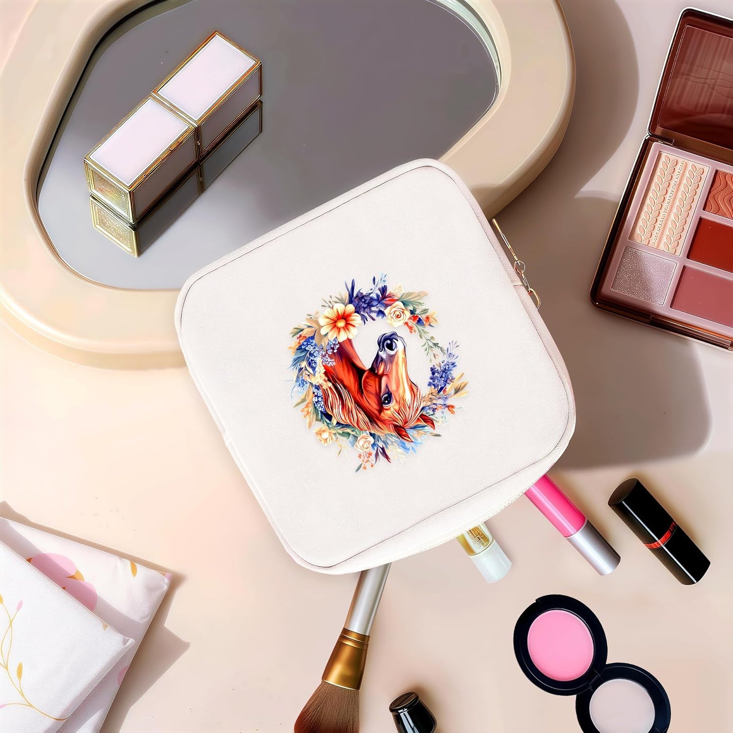 Horse Mini Makeup Bag, Horse Gift For Women Girls, Cute Portable Zipper Pouch Cosmetic Bag For Teen Girls Kids, Small Storage Bag For Sanitary Pad, Period napkin bag!