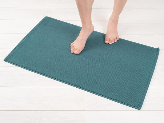 American Soft Linen Bath Rug, 20 in 34 in 100% Cotton Bath Mats Rugs for Bathroom, Slip Reducer Washable Shaggy Form Area Rugs, Colonial Blue Bath Rug