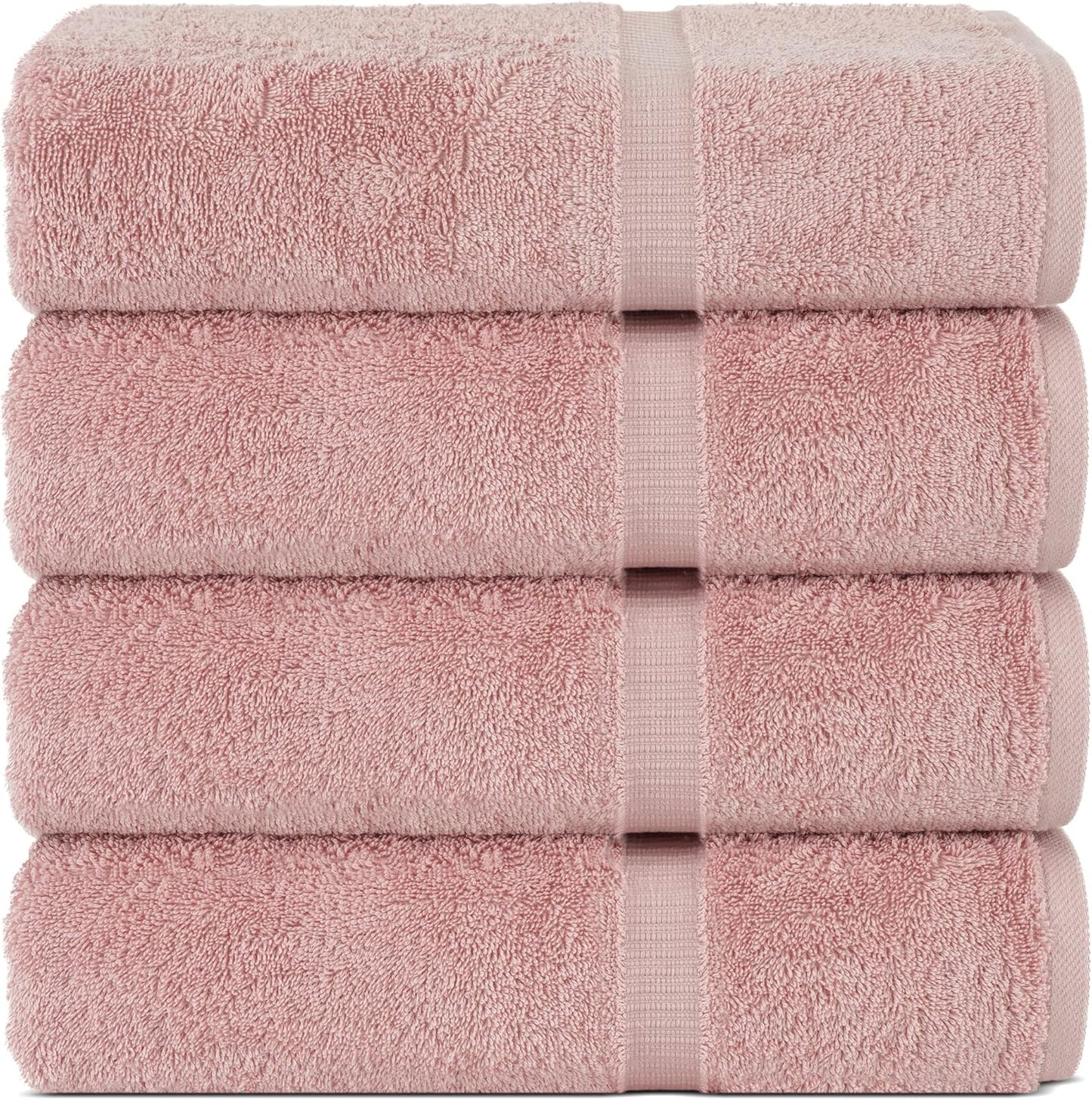 Chakir Turkish Linens | Hotel & Spa Quality 100% Cotton Premium Turkish Towels | Soft & Absorbent (4-Piece Bath Towels, Pink)