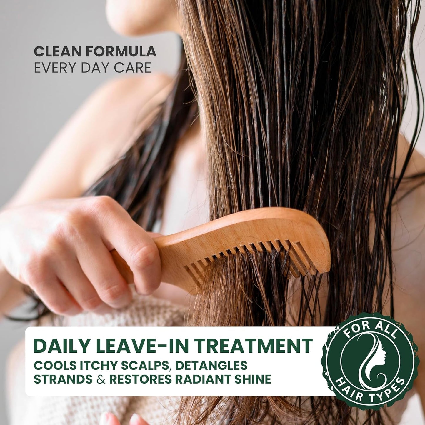 Pure Tea Tree Oil Leave In Conditioner Serum, Detangler Spray, Frizz Control, Dry & Itchy Scalp Treatment, Anti Dandruff, Scalp Psoriasis Relief, Men & Women, Paraben & Sulfate Free