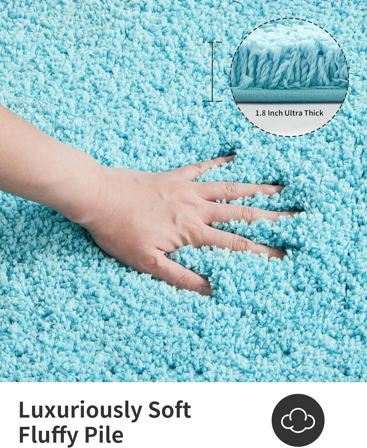 ILANGO Teal Bathroom Rugs 32" × 20" Non Slip & Super Absorbent Extra Thick Soft, Washable Bath Mat for Floor, Microfiber Plush Shaggy Bath Rug with Rubber for Bathtub Shower Room Sink