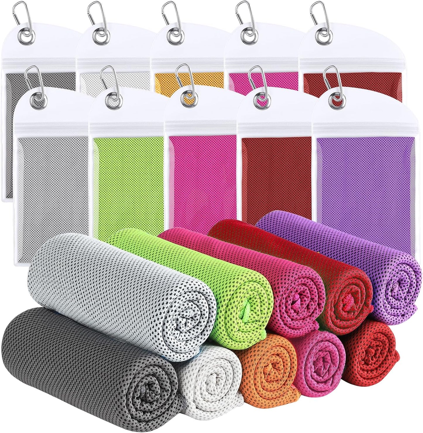 Cooling Towels for Neck and Face 10 Pack, 40x12’’ Soft Breathable Sweat Towels, Microfiber Sport Towel for Yoga, Gym, Workout, Running, Golf, Travel, Cooling Neck Wrap for Hot Weather