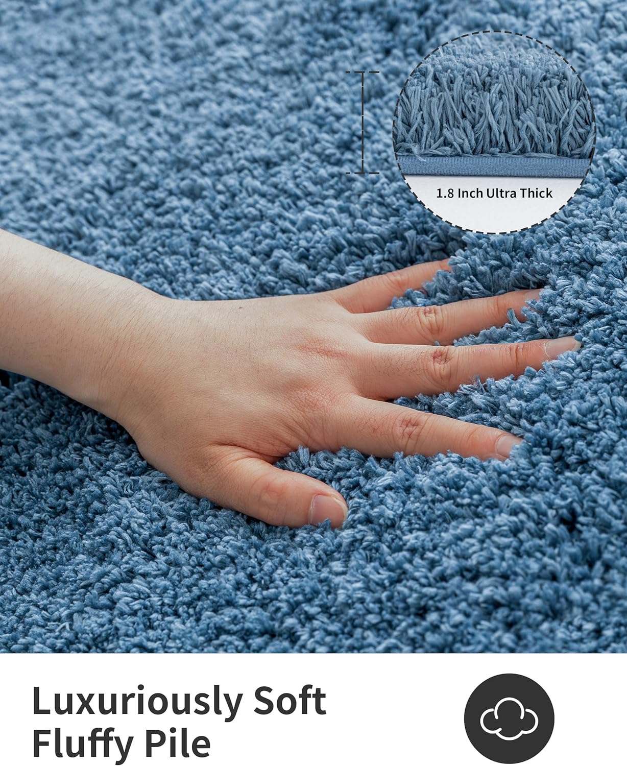 ILANGO Blue Bathroom Rugs 24" × 17" Small Non Slip & Super Absorbent Extra Thick Soft, Washable Bath Mat for Floor, Microfiber Plush Shaggy Bath Rug with Rubber for Bathtub Shower Room Sink