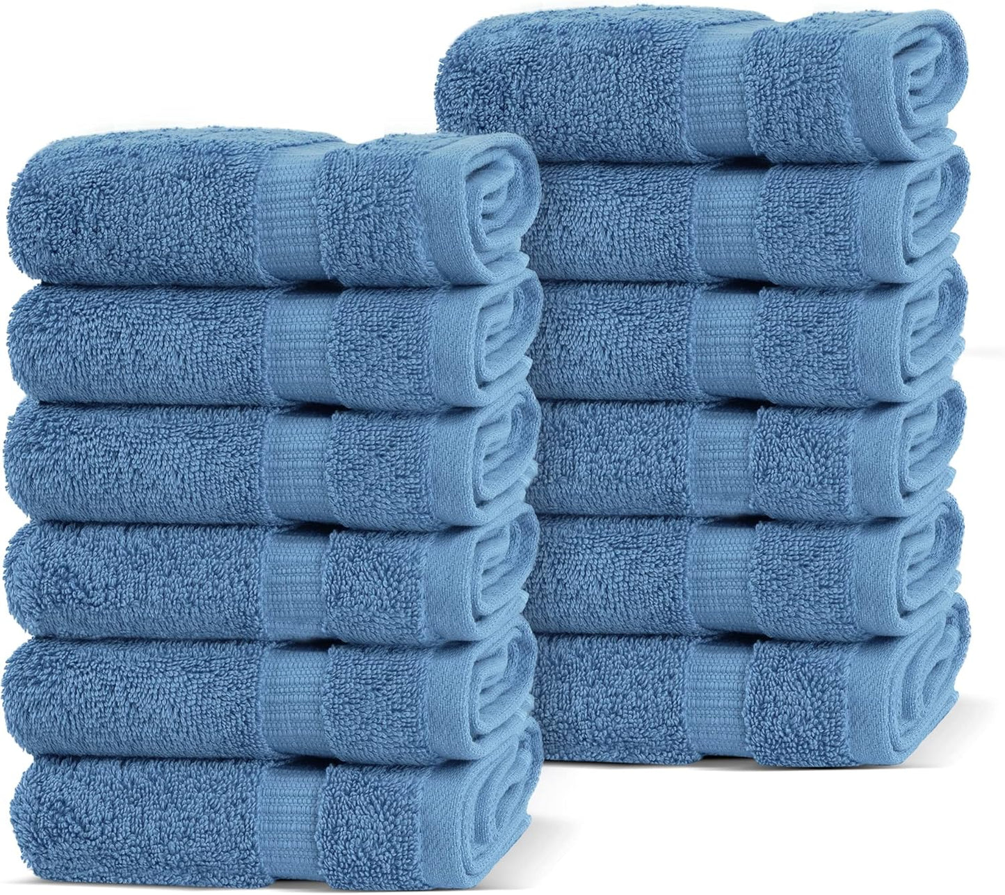 Chakir Turkish Linens | Hotel & Spa Quality 100% Cotton Premium Turkish Towels | Soft & Absorbent (12-Piece Washcloths, Wedgewood)