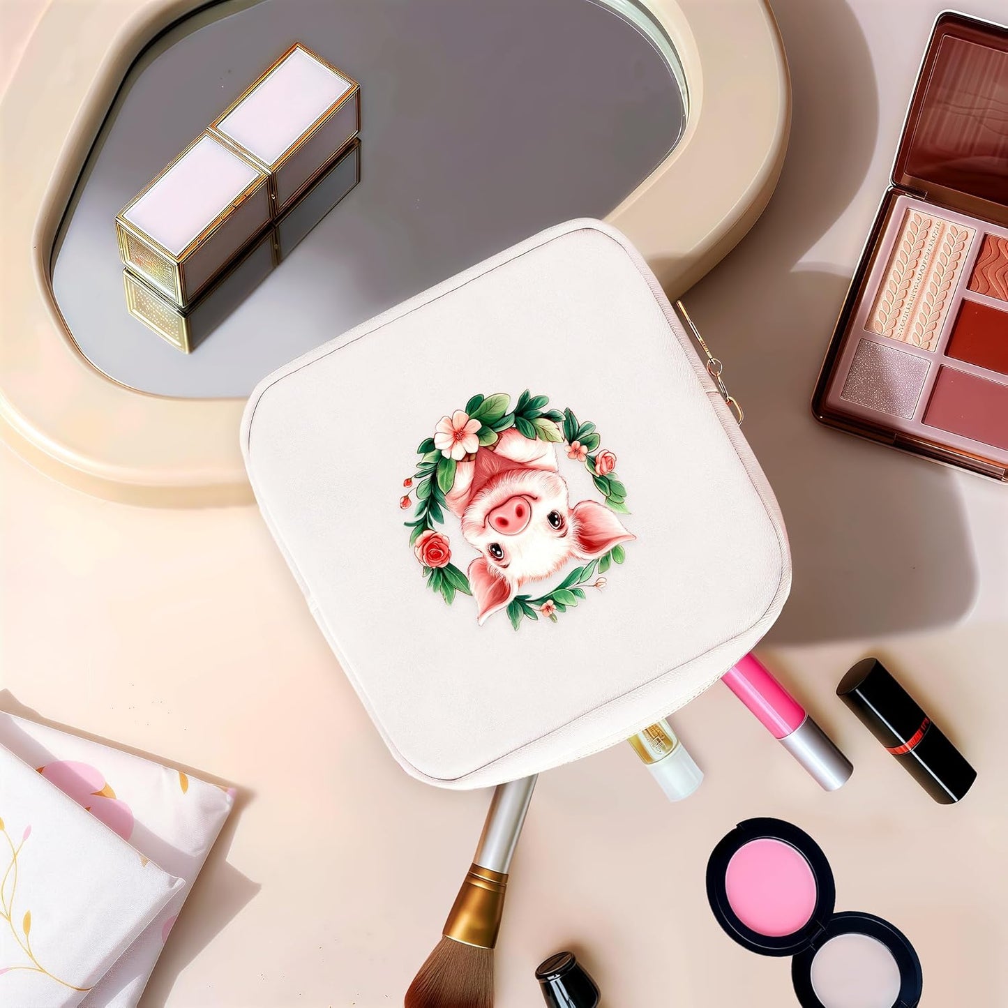 Pig Mini Makeup Bag, Pig Gift For Women Girls, Cute Portable Zipper Pouch Cosmetic Bag For Teen Girls Kids, Small Storage Bag For Sanitary Pad, Period napkin bag!